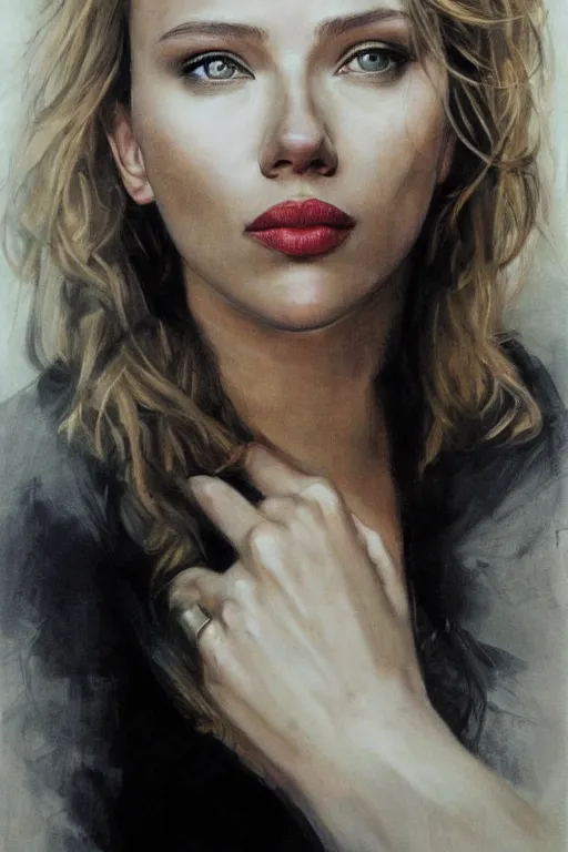 Prompt: portrait of scarlett johanson by James Gurney