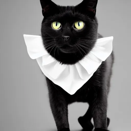 Image similar to professional photograph of a black cat wearing a fancy outfit, HD, 8K, highly detailed, high quality