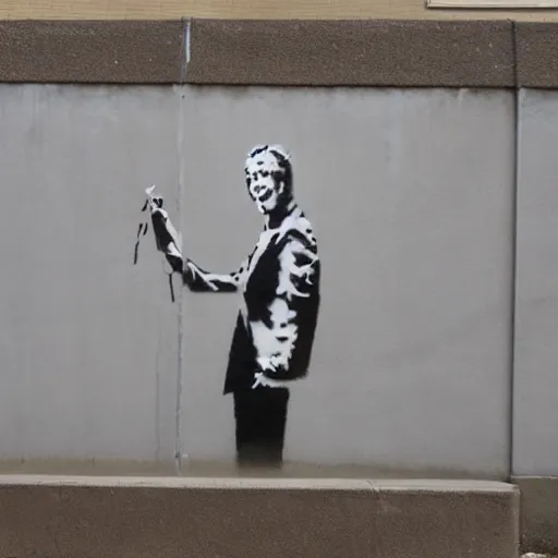 Prompt: A photograph of a Banksy painting in Omaha