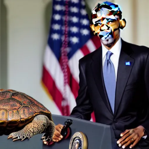 Prompt: Obama with a turtle's body