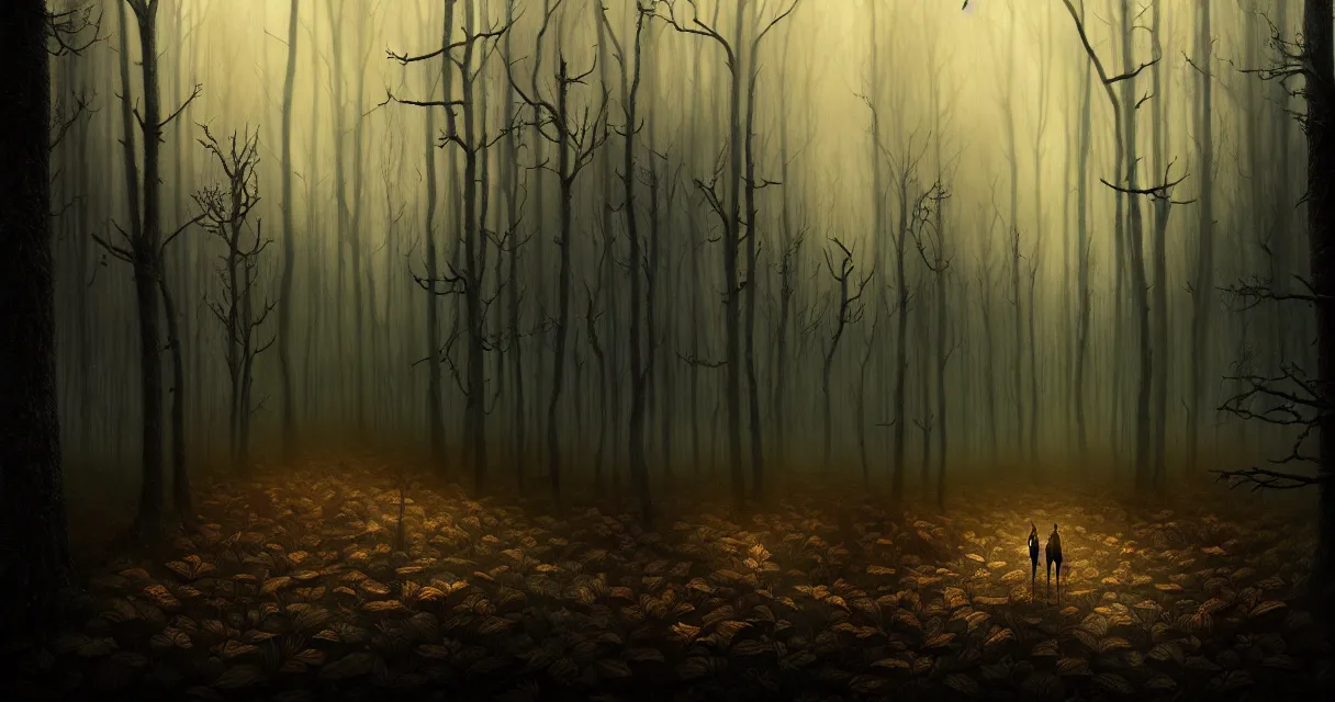 Image similar to epic professional digital art of startling hungry foreboding forest, faint golden moody atmospheric lighting, painted, intricate, detailed, detailed, foreboding, by leesha hannigan, wayne haag, reyna rochin, ignacio fernandez rios, mark ryden, iris van herpen,, epic, stunning, gorgeous, much wow, cinematic, masterpiece.