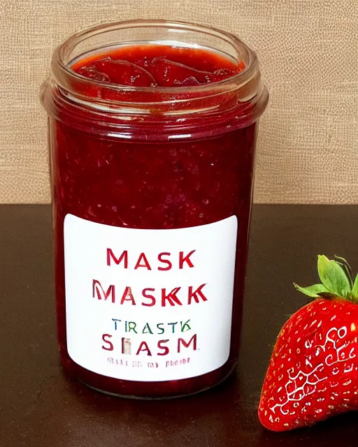 Prompt: elon musk!!! sinking!!! into jar of strawberry jam