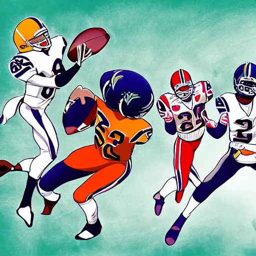 1980s Anime Stars Tom Brady Patrick Mahomes and Other NFL Players   rmidjourney