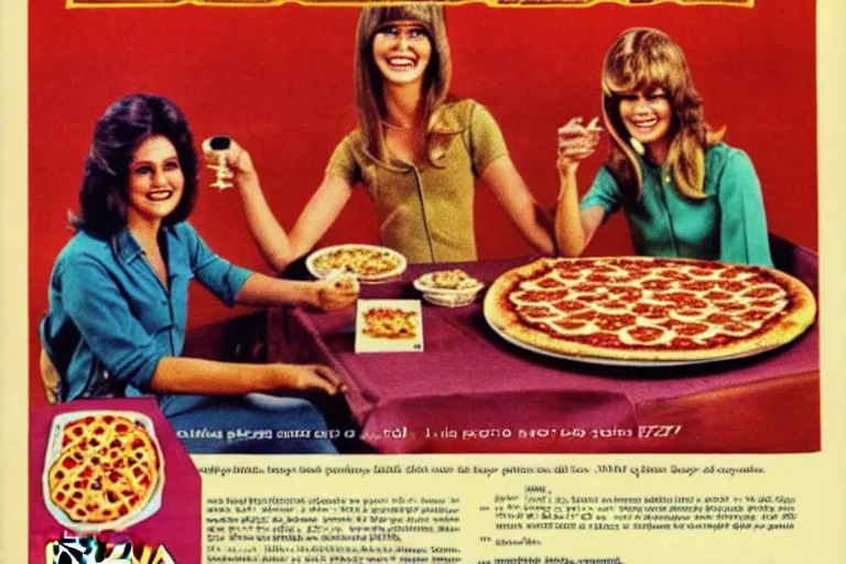 Prompt: 70s, pizza, advertisement