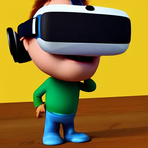 Image similar to pixar character wearing virtual reality digital art