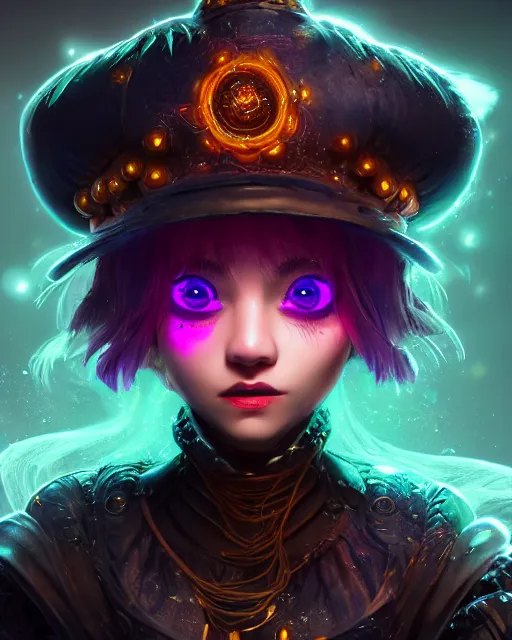 Image similar to ultradetailed rpg character portrait of a cute nebulapunk witch, digital art,, intricate, sharp focus, trending on artstation hq, deviantart, volumetric lighting, unreal engine, octane render