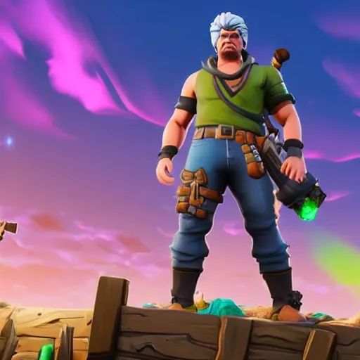 Image similar to joseph joestar in fortnite, character render, full body shot, highly detailed, in game render