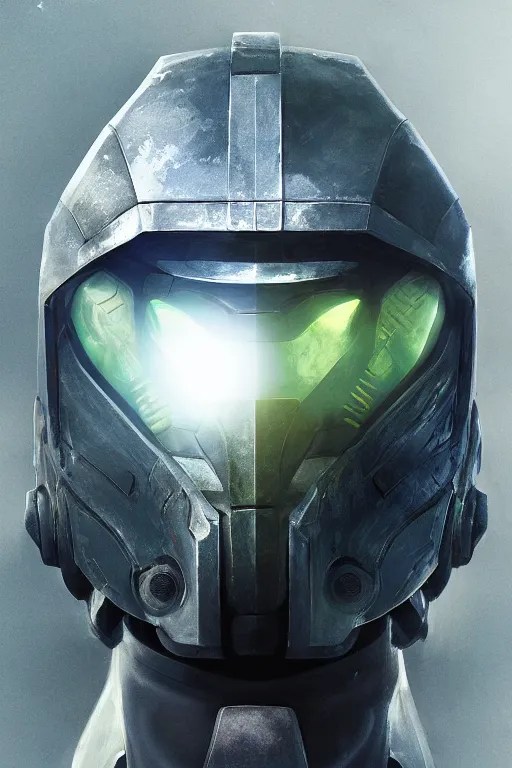 Image similar to robot ninja mask helmet halo master chief radiating a glowing aura global illumination ray tracing hdr fanart arstation by ian pesty and katarzyna da „ bek - chmiel