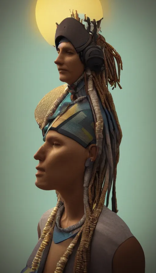 Prompt: portrait of a digital shaman, with vray