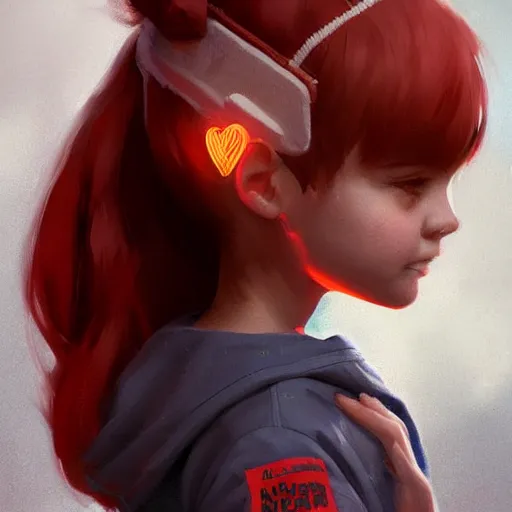 Image similar to a cute tiny girl with short red hair wearing a hoodie, digital art, very beautiful face, pretty face, very detailed eyes, full body illustration, 8 k resolution, soft painting, by greg rutkowski, wlop, rossdraws,