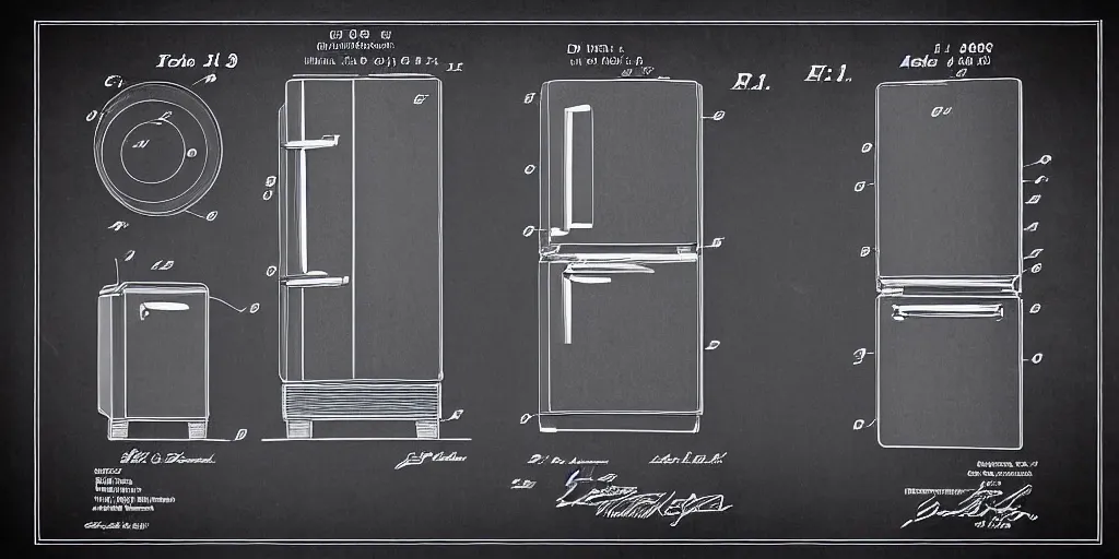 Image similar to refrigerator patent drawing style