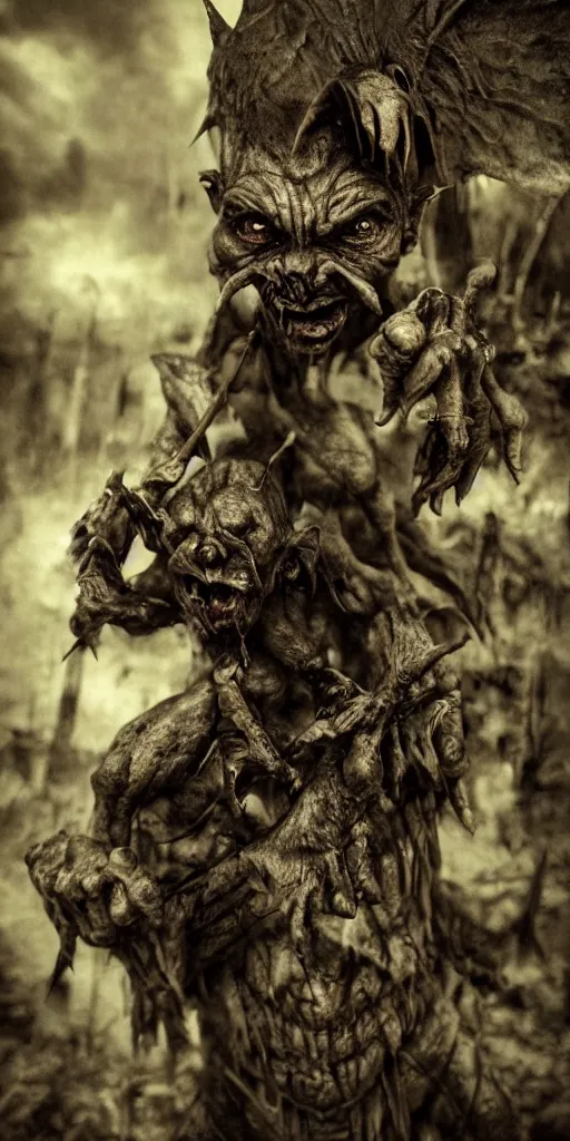 Image similar to Goblins, hyper realistic, depth of field, photographic, gritty, dark, gothic style