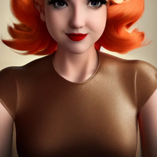 Image similar to if peach from super Mario was a real woman, real life, hyper realistic, 8k, portrait photo, studio lighting, art station