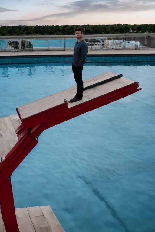 Image similar to gavin casalegno standing on the diving board, red weapon 8 k s 3 5, cooke anamorphic / i lenses, highly detailed, cinematic lighting