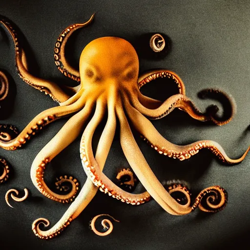 Image similar to closeup studio photograph of an octopus holding an iphone, dramatic lighting, edited in photoshop