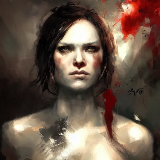 Prompt: a portrait of a character by raymond swanland