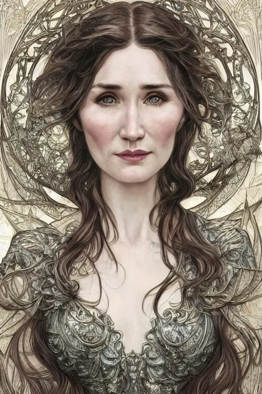 Prompt: carice van houten, cute, fantasy, intricate, elegant, highly detailed, digital painting, 4 k, hdr, concept art, smooth, sharp focus, illustration, art by artgerm and h r giger and alphonse mucha