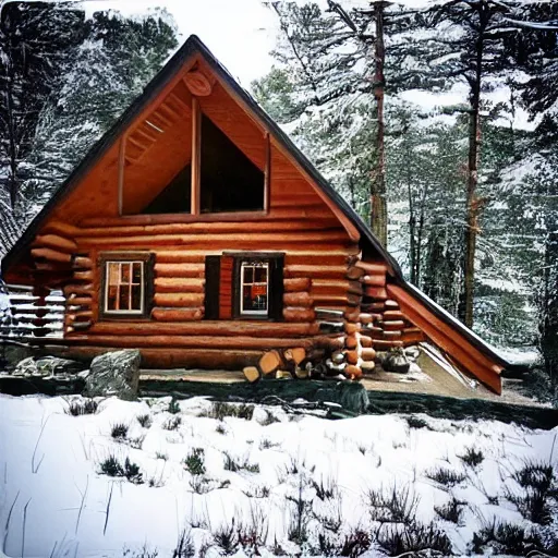 Prompt: “log cabin by the mountain”