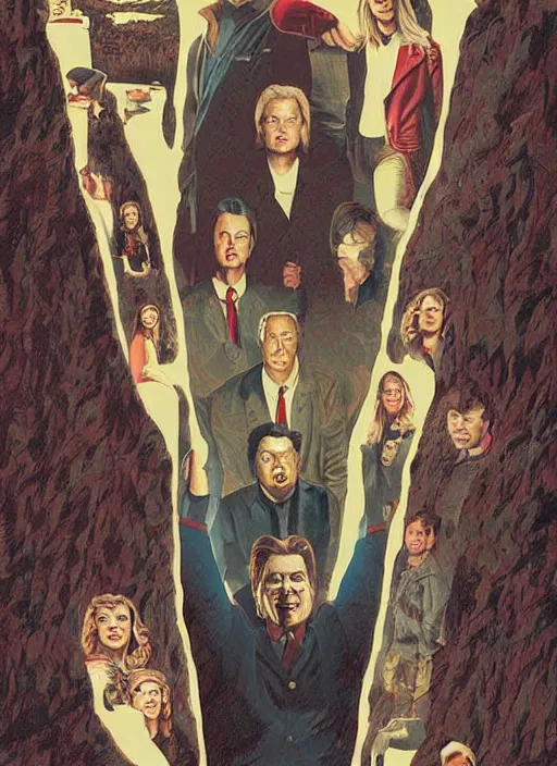 Prompt: twin peaks movie poster art by bob larkin