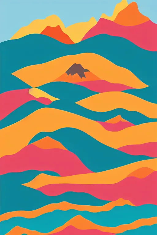 Image similar to minimalist boho style art of colorful alps, illustration, vector art