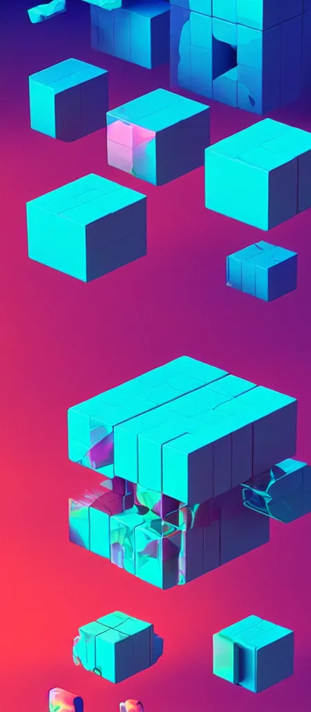 Prompt: surrealist cubes by beeple and dali