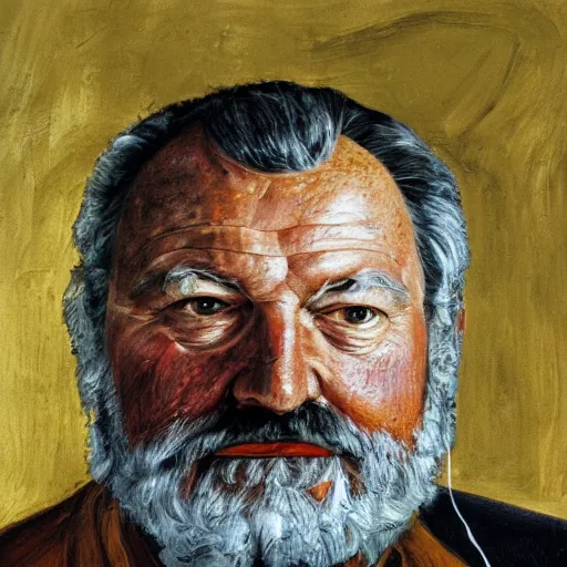 Prompt: high quality high detail painting by lucian freud, hd, portrait of hemingway