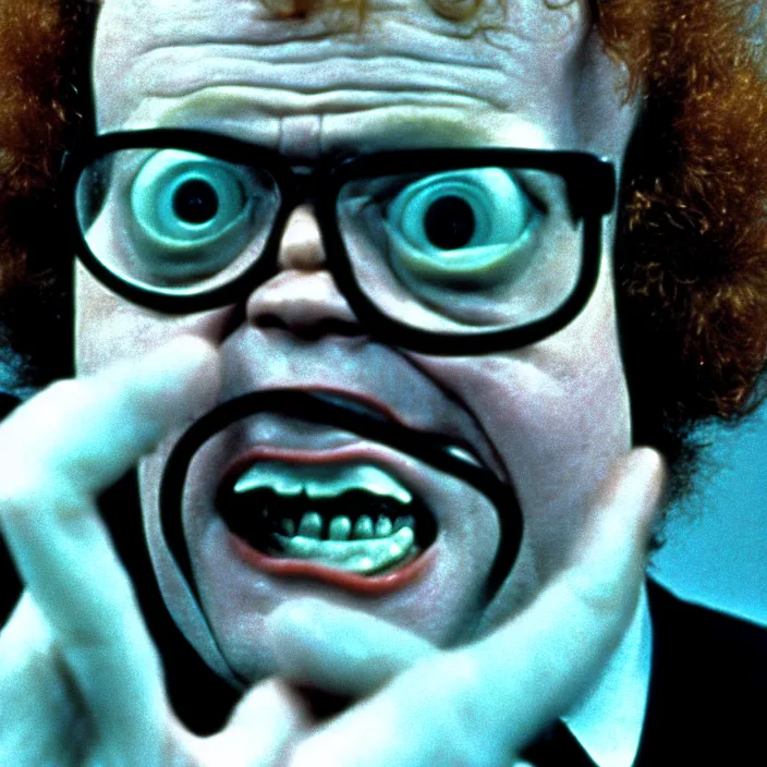 Image similar to steve brule in a hellish nightmare, 3 5 mm, film shot, horror, surreal