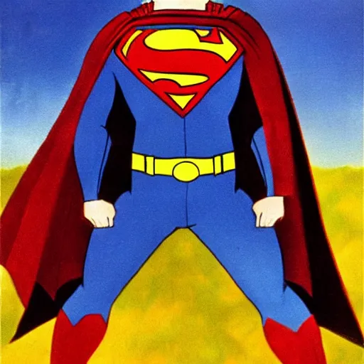 Prompt: Batman dressed as Superman, surrealism painting