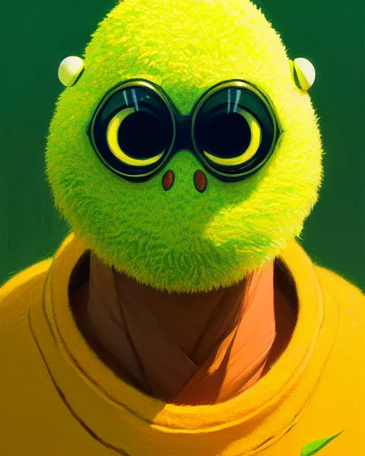 Image similar to highly detailed vfx portrait of a character of a tennis ball monster stephen bliss, unrealengine, greg rutkowski, loish, rhads, beeple, makoto shinkai and lois van baarle, ilya kuvshinov, rossdraws, tom bagshaw,