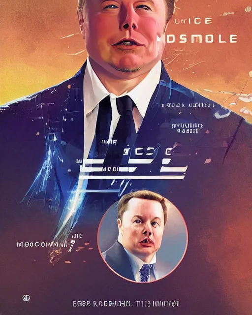 Image similar to musk ( 2 0 2 4 ), eric stonestreet is technology mogul elon musk, minimal movie poster, solid colors, silhouettes, digital art