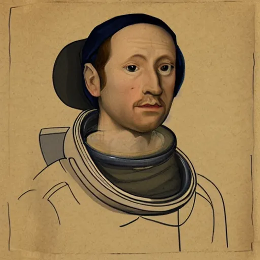 Prompt: renaissance style character portrait of an astronaut