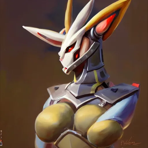 Image similar to greg manchess portrait painting of partially armored sylveon as overwatch character, medium shot, asymmetrical, profile picture, organic painting, sunny day, matte painting, bold shapes, hard edges, street art, trending on artstation, by huang guangjian, gil elvgren, ruan jia, greg rutkowski, gaston bussiere