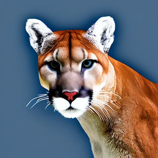 Image similar to a profile photo of a cougar head blue white