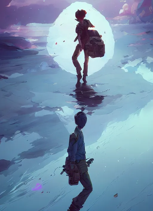 Image similar to overwhelmed with floating thoughts behance hd artstation by jesper ejsing, by rhads, makoto shinkai and lois van baarle, ilya kuvshinov, ossdraws, that looks like it is from borderlands and by feng zhu and loish and laurie greasley, victo ngai, andreas rocha