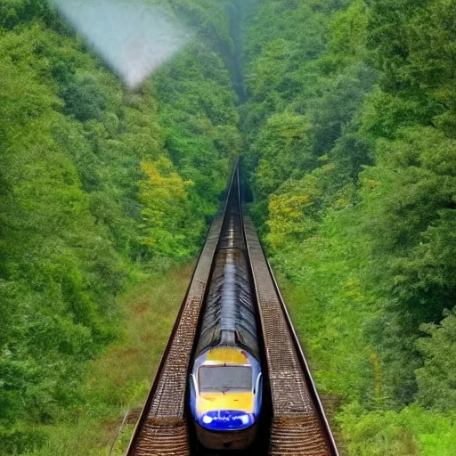 Image similar to NS train screaming in fear of a leaf that's laying on the train tracks