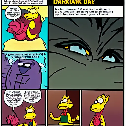 Prompt: garfield comic john dark