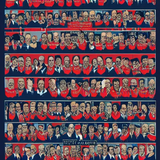 Image similar to a where's waldo picture of 1000 different characters from history