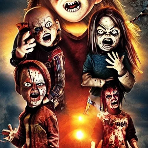 Image similar to Chucky versus Zombies movie poster