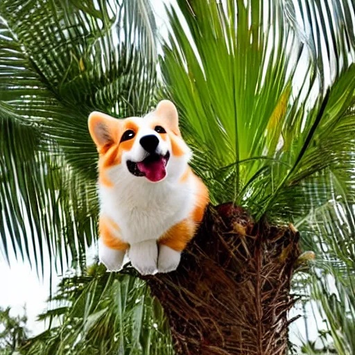 Image similar to corgi in a palm tree