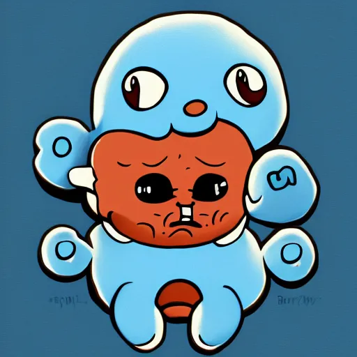 Image similar to binding of isaac, isaac, blue baby, guppy, monstro, dingle, turdlings, 4k, artstation