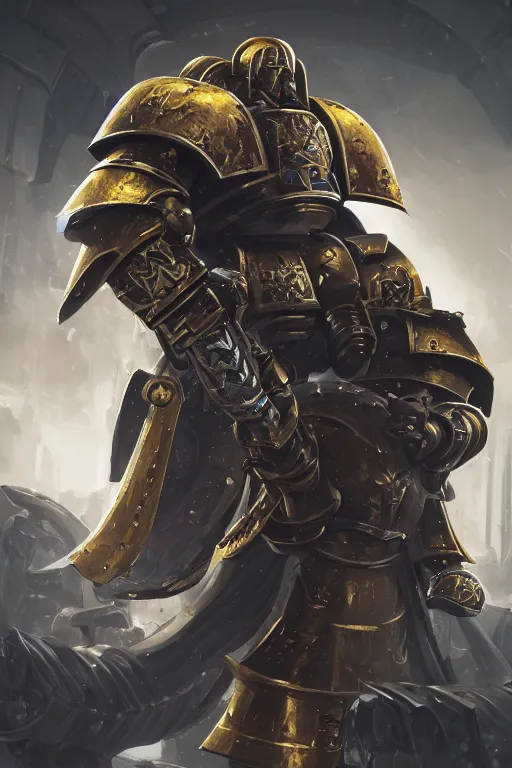 Image similar to armor portrait heros warhammer 4 0 k horus heresy fanart - the primarchs emperor by johannes helgeson animated with vfx concept artist & illustrator global illumination ray tracing hdr fanart arstation zbrush central hardmesh 8 k octane renderer comics stylized