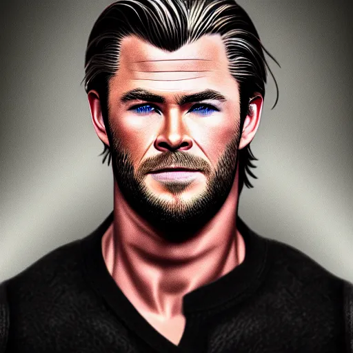 Image similar to chris hemsworth and lana del rey crossbreed, handsome, rendered in 3 d by xie boli, trending on artstation, 4 k, 8 k, photorealistic imagery, photorealistic details, intricate, highly detailed