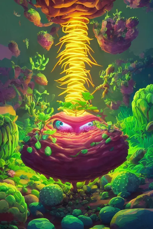 Image similar to roots cactus sushi cristal smurf ghost creature animal sushi cristal very big eye roots cactus elemental flush of force nature micro world fluo fishscale, behance hd by jesper ejsing, by rhads, makoto shinkai and lois van baarle, ilya kuvshinov, rossdraws radiating a glowing aura global illumination ray tracing hdr