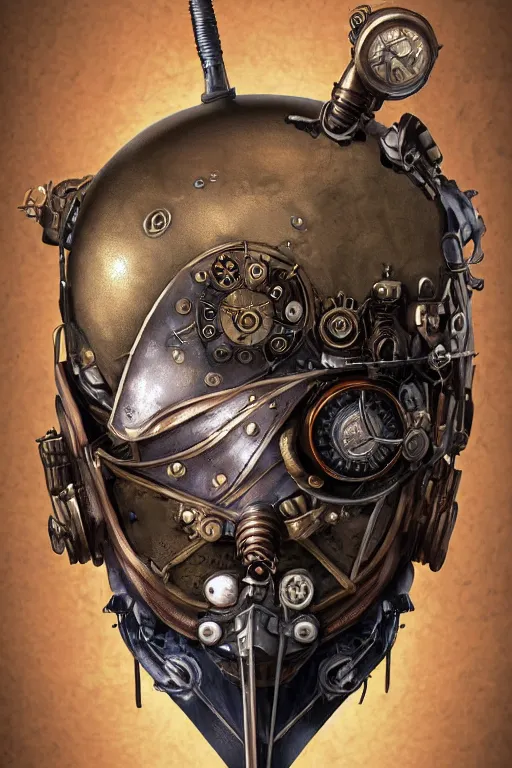 Image similar to steampunk helmet fantasy art mask robot ninja stylized digital illustration sharp focus, elegant intricate digital painting artstation concept art global illumination ray tracing advanced technology chaykin howard and campionpascale and cooke darwyn and davis jack