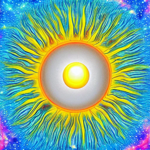 Image similar to sun shield floating in space, painting, digital art