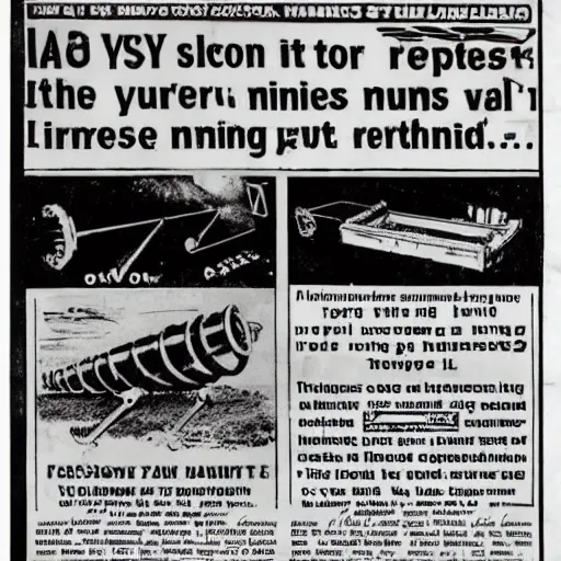 Image similar to old newspaper advertisement for asteroid mining equipment