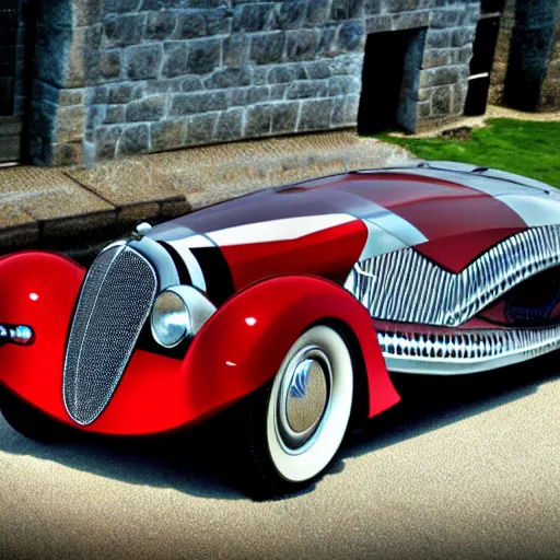 Prompt: award-winning, art deco, delahaye, concept art