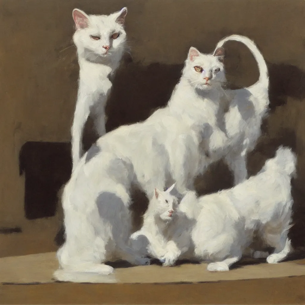 Image similar to a noble white cat, ben aronson 1950