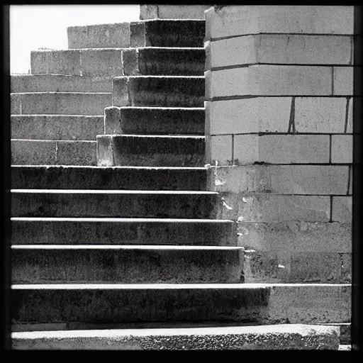 Image similar to staircase to nowhere, photograph, ilford hp5 film