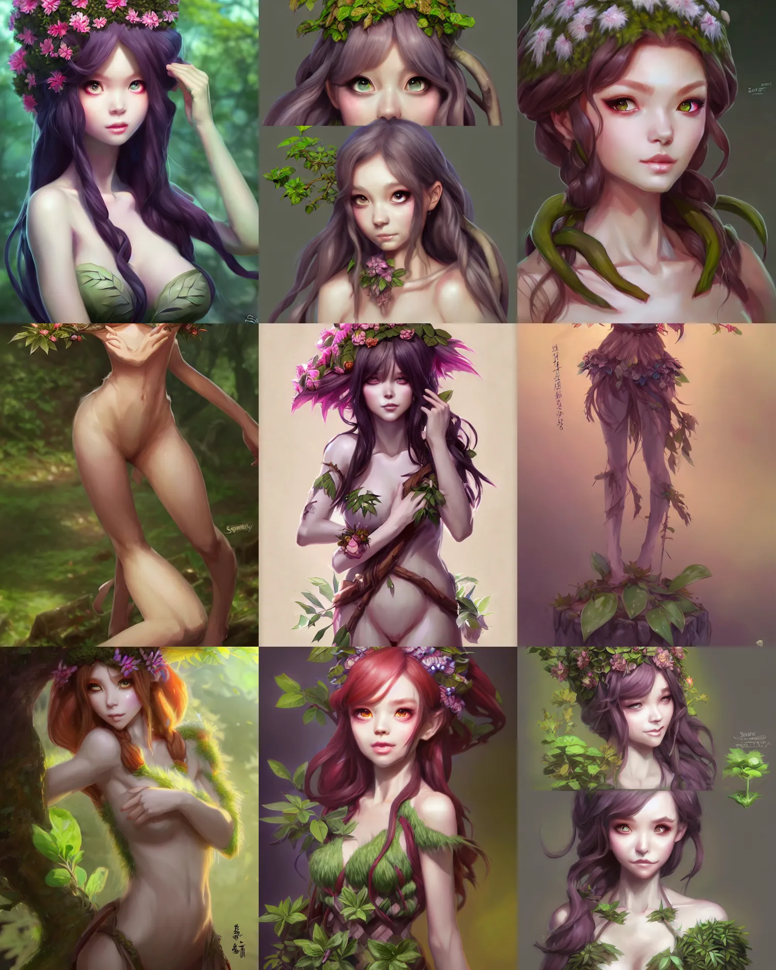 Prompt: character concept art of ssunbiki as a dryad | | foliage clothing, cute - fine - face, pretty face, realistic shaded perfect face, fine details by stanley artgerm lau, wlop, rossdraws, james jean, andrei riabovitchev, marc simonetti, and sakimichan, trending on pixiv fanbox